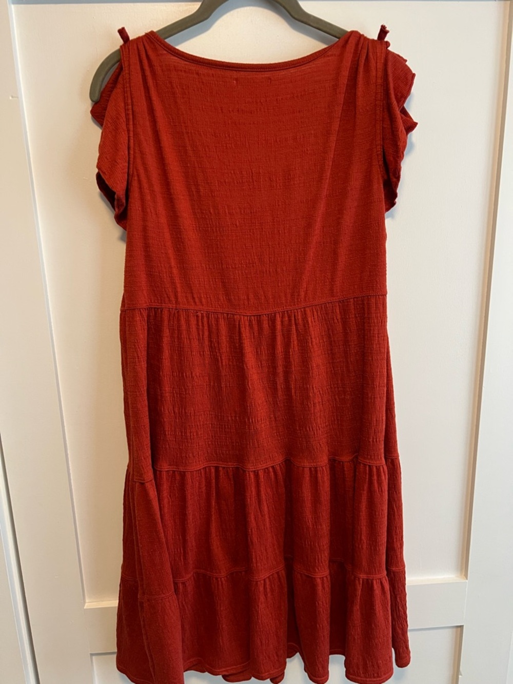 Rust Red Tiered Ruffle Sleeve Dress - Picture 4 of 4